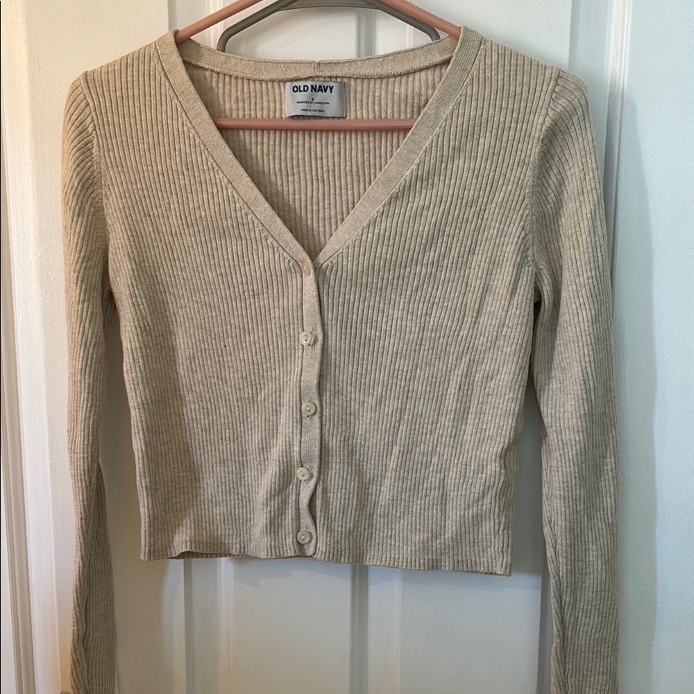 Old Navy Cream Ribbed Cardigan